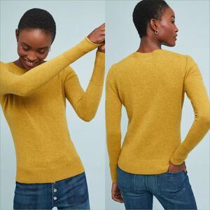 Anthropologie White Warren Essential Cashmere Sweater Size XS Mustard